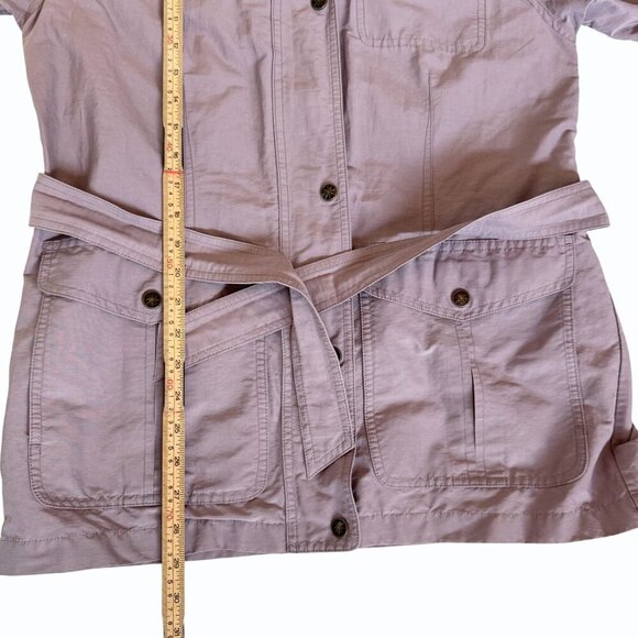 VTG‎ LL Bean Womens Utility Trench Coat Size S Belted Hooded Snap Zip Lavender - Picture 11 of 13